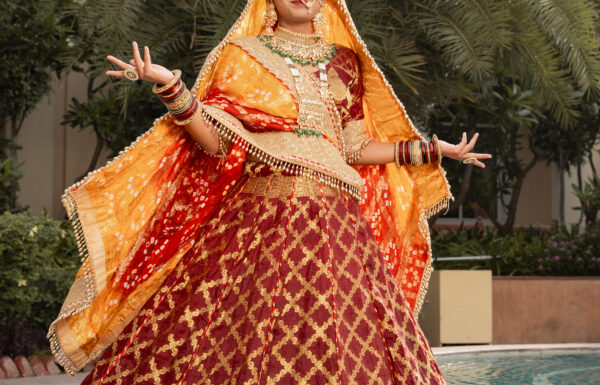 A royal rajputana bridal lehenga inspired by rajasthan heritage.